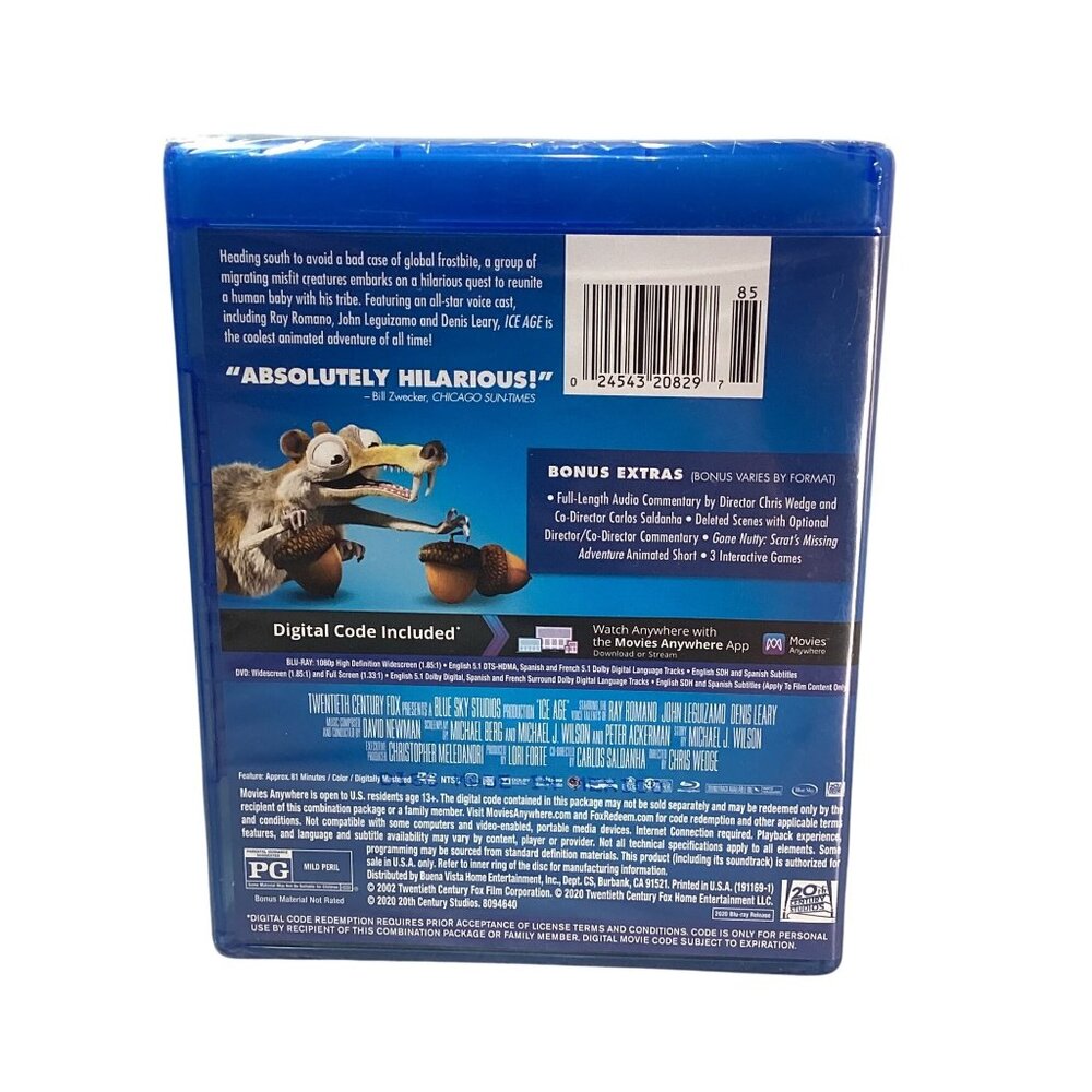 Ice Age Blu-Ray DVD Digital Code Movie Brand New Sealed Box Blue Sky